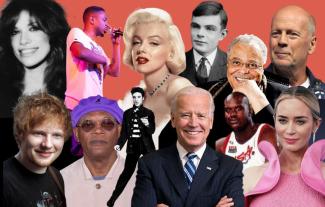 A montage of 12 famous faces