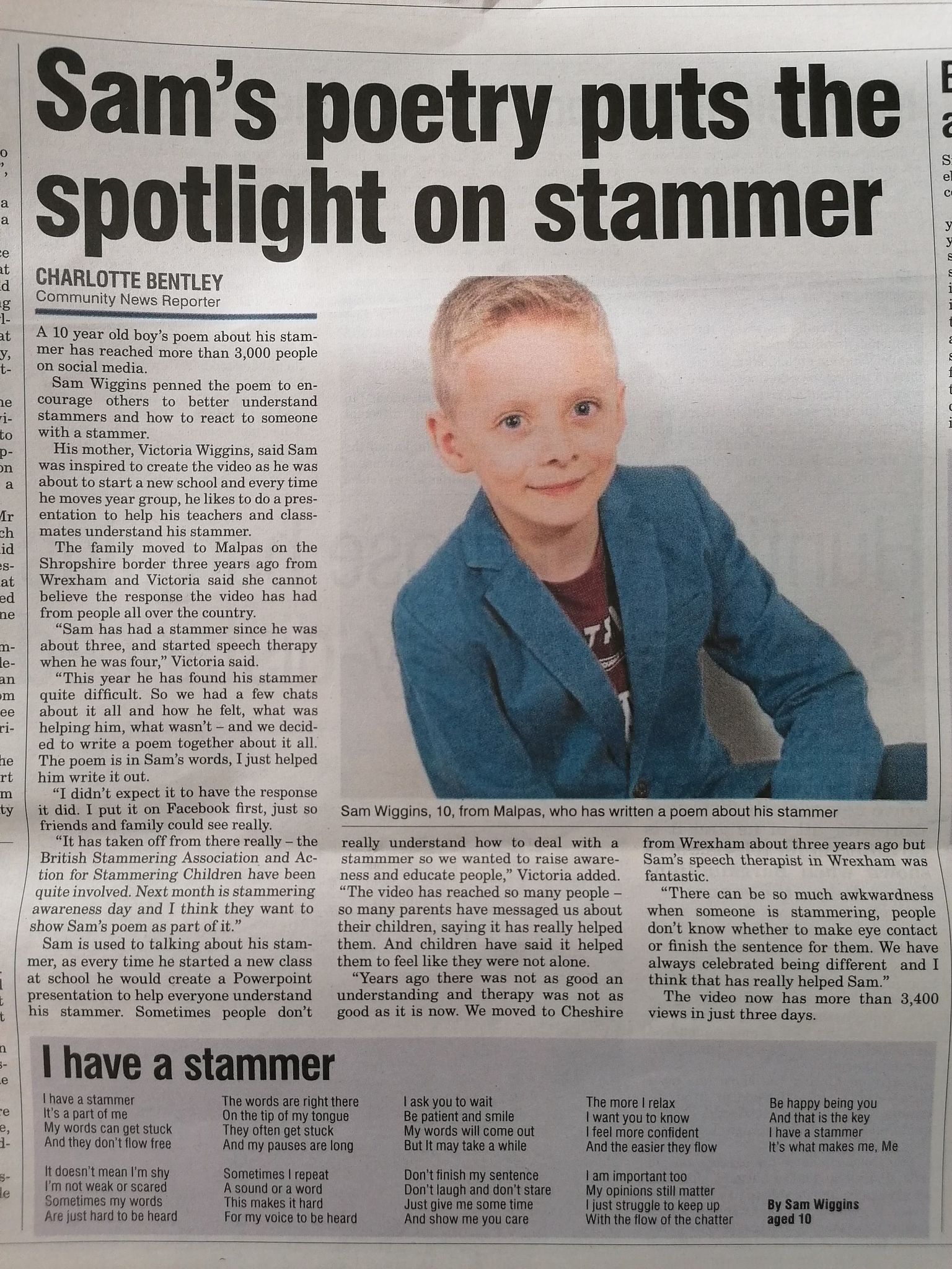 Sam in the newspaper