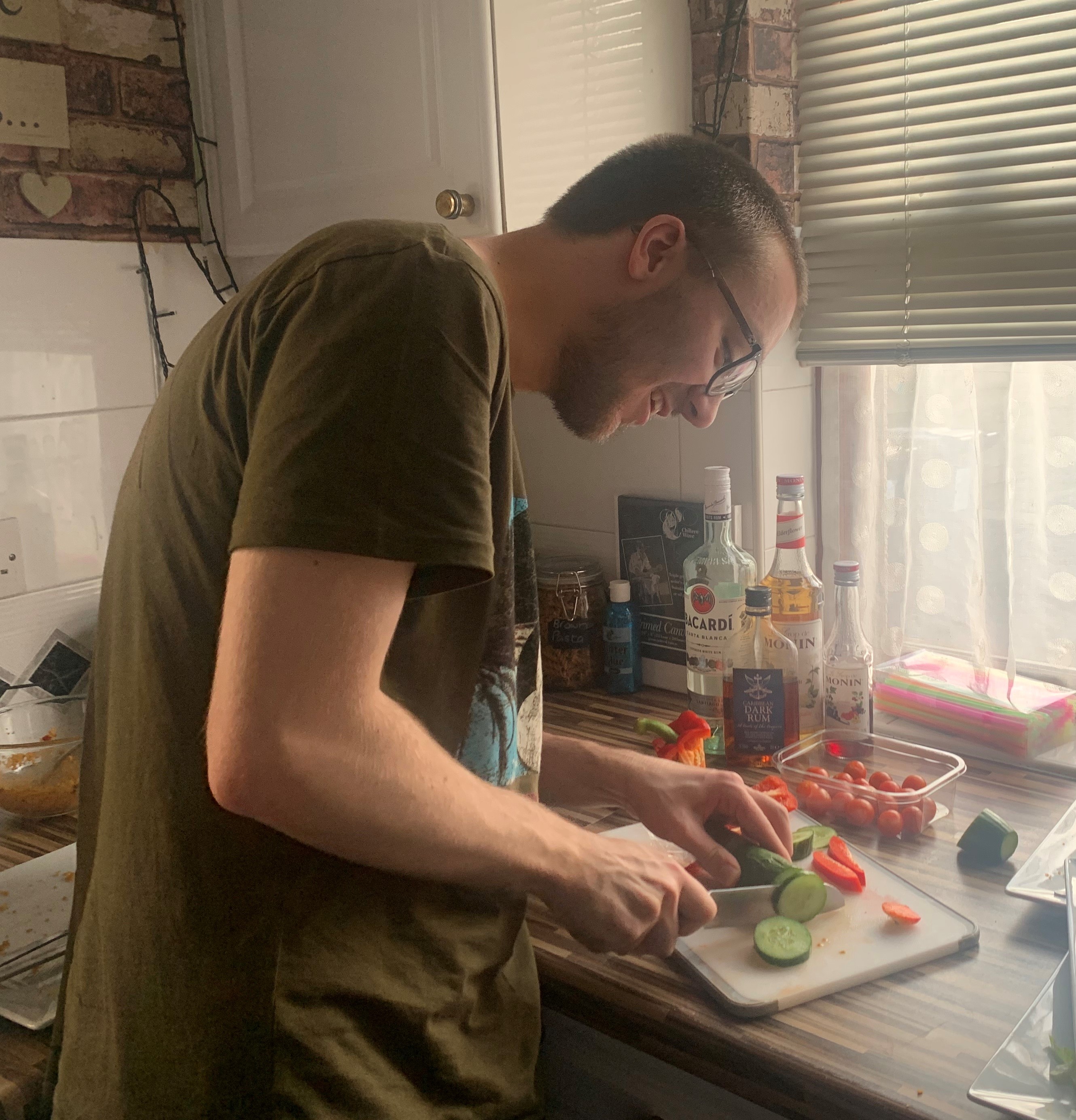 Jack Dinsley preparing a meal